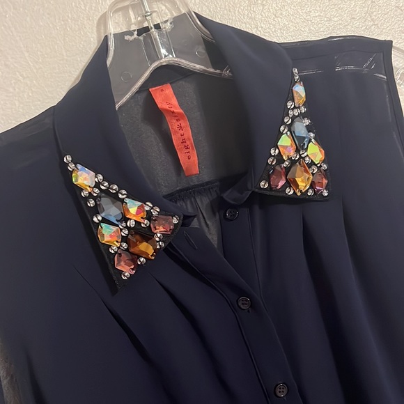 Eight Sixty Button Down Semi Sheer Top - Picture 1 of 5